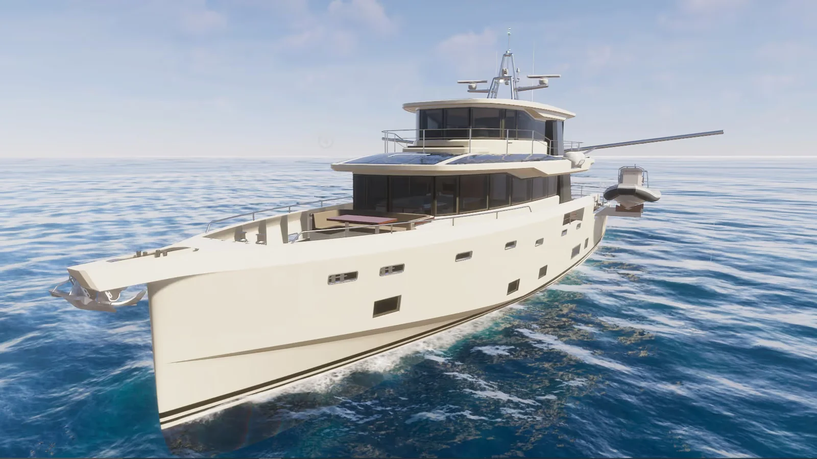 Arksen 85 expedition yacht rendered at sea