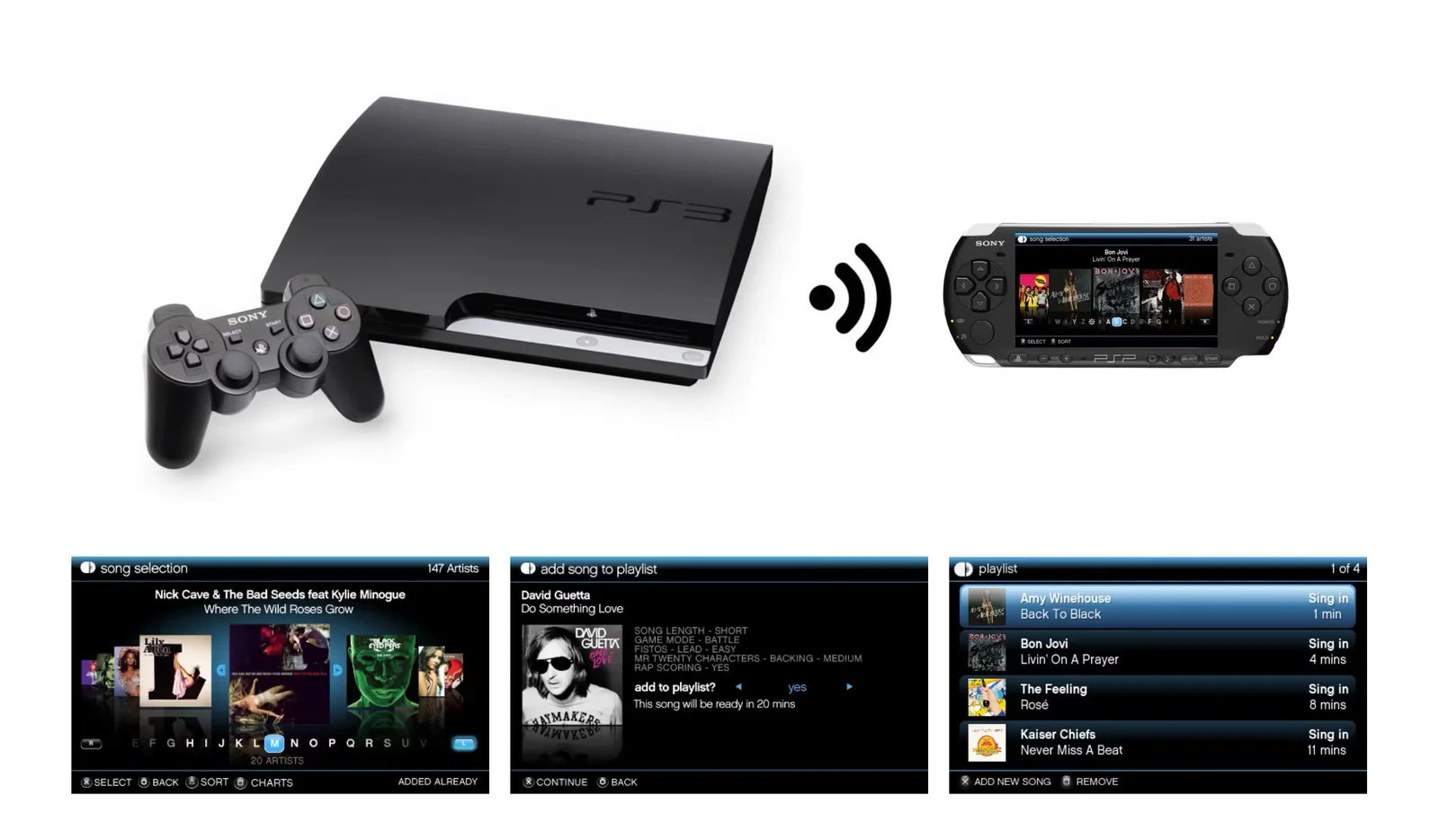 PSP and PS Vita companion interfaces for SingStar